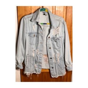 Distressed Light Wash Jean Jacket